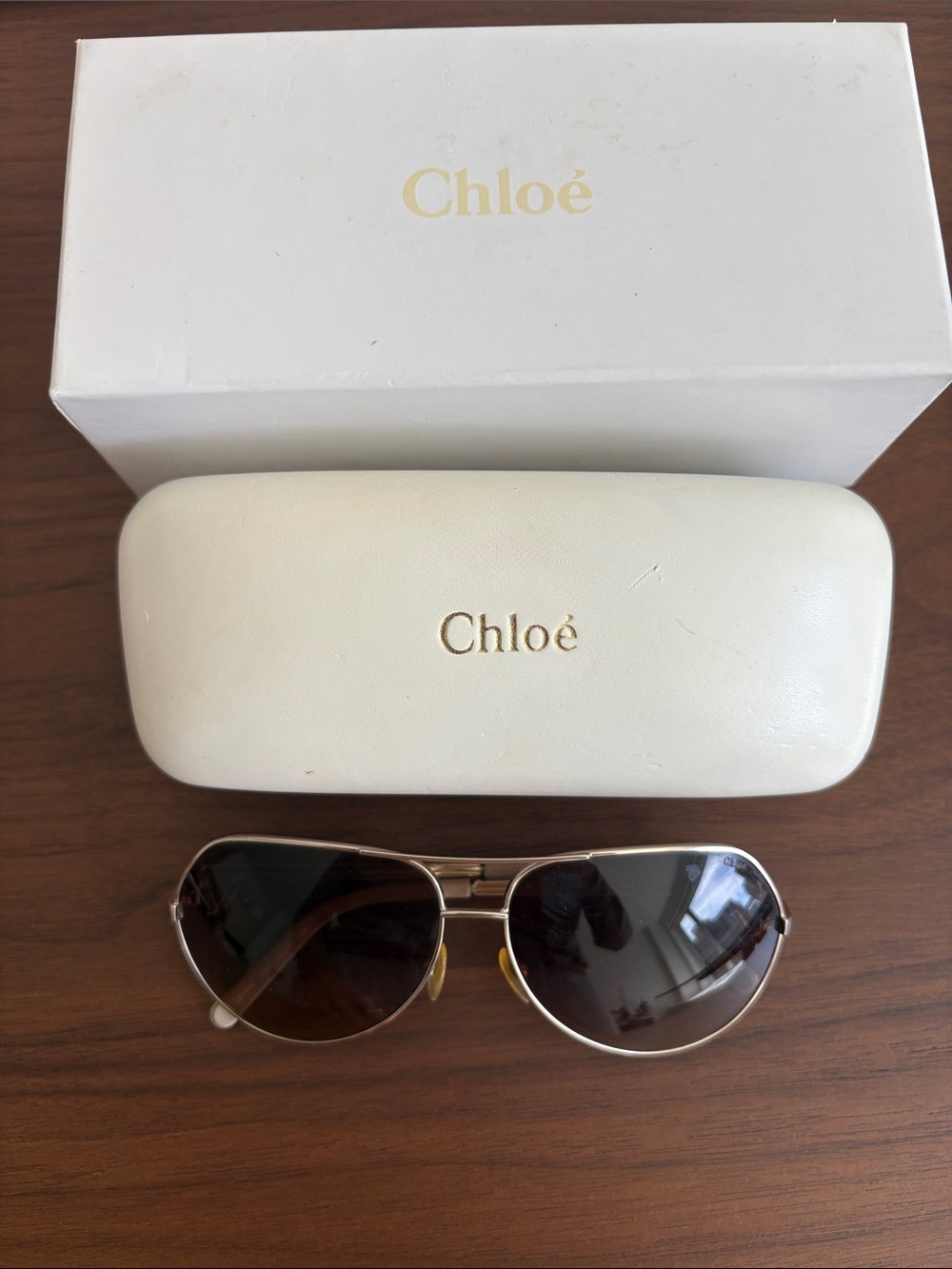 Women's Gold Frame Sunglasses with Brown Lenses